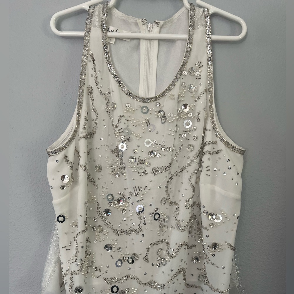 Embellished White and Silver Women's Top